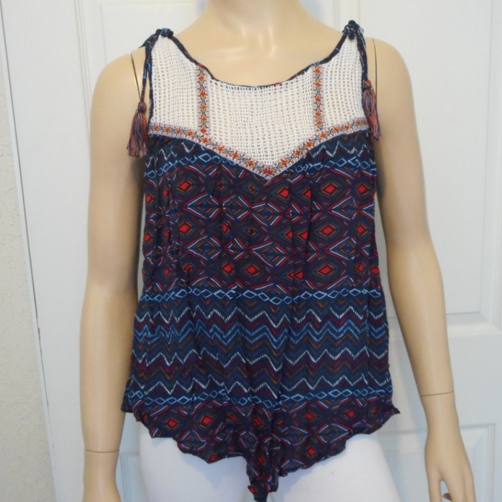 Democracy Tank Top Size Small Blue Print